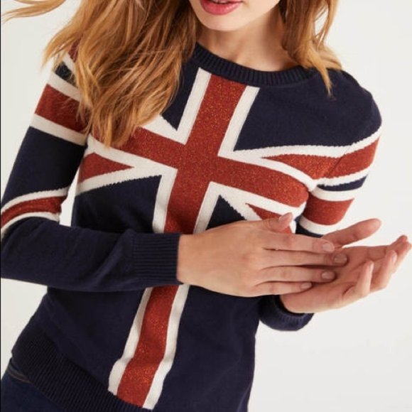 Boden Union Jack Metallic Flag Sweater 